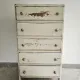 Chiffonier semainier parisien commode 5 tiroirs bois blanc vintage anc