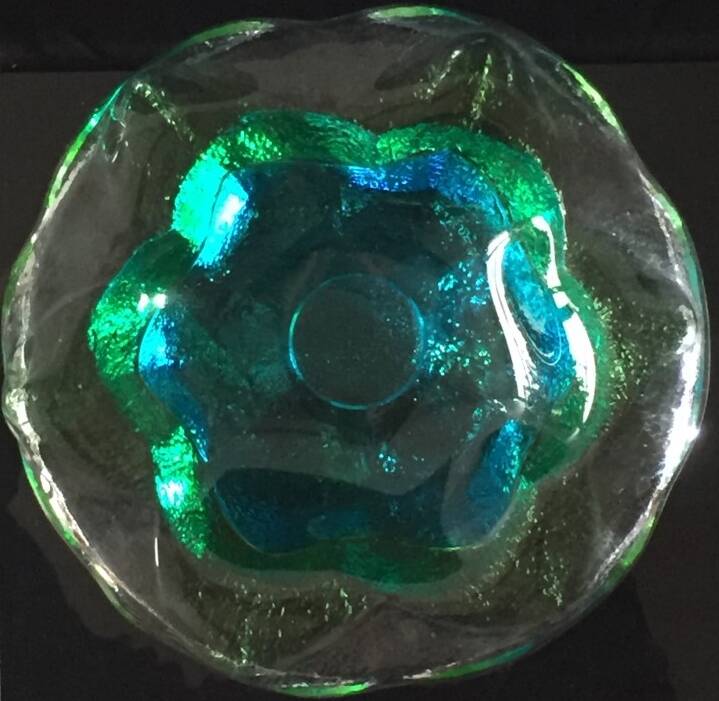 Large blue-green ashtray, Daum type