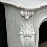 Imposing louis xv style fireplace in white carrara marble circa 1880