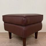 Vintage leather stool or ottoman