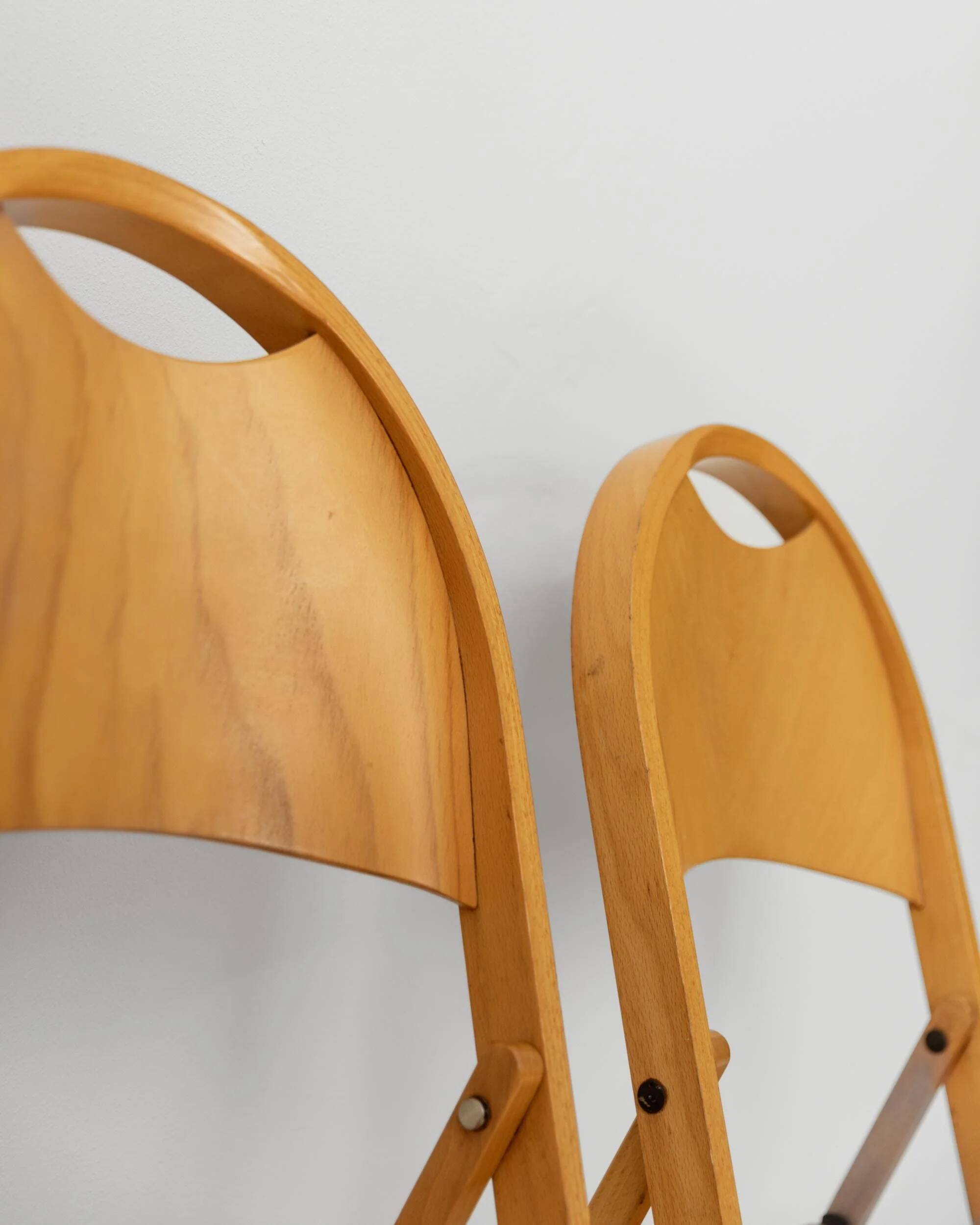 Set of 2 vintage folding chairs from the 1970s, by Achille and Pier Giacomo Castiglioni for Bernini.