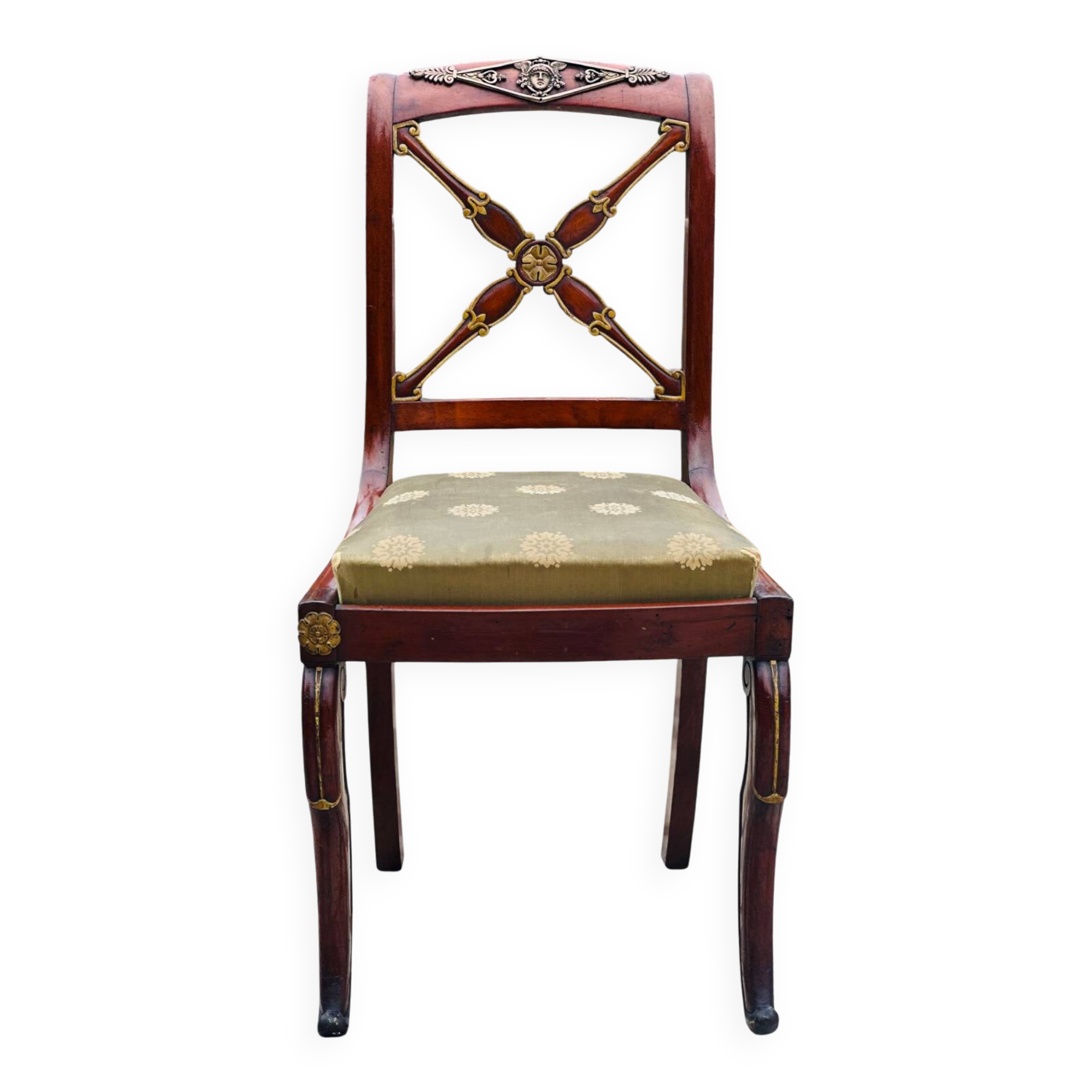 Solid mahogany chair, Restoration period, 19th century