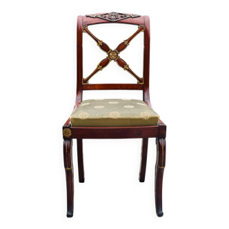 Chaise en Acajou massif Époque Restauration XIX eme siècle