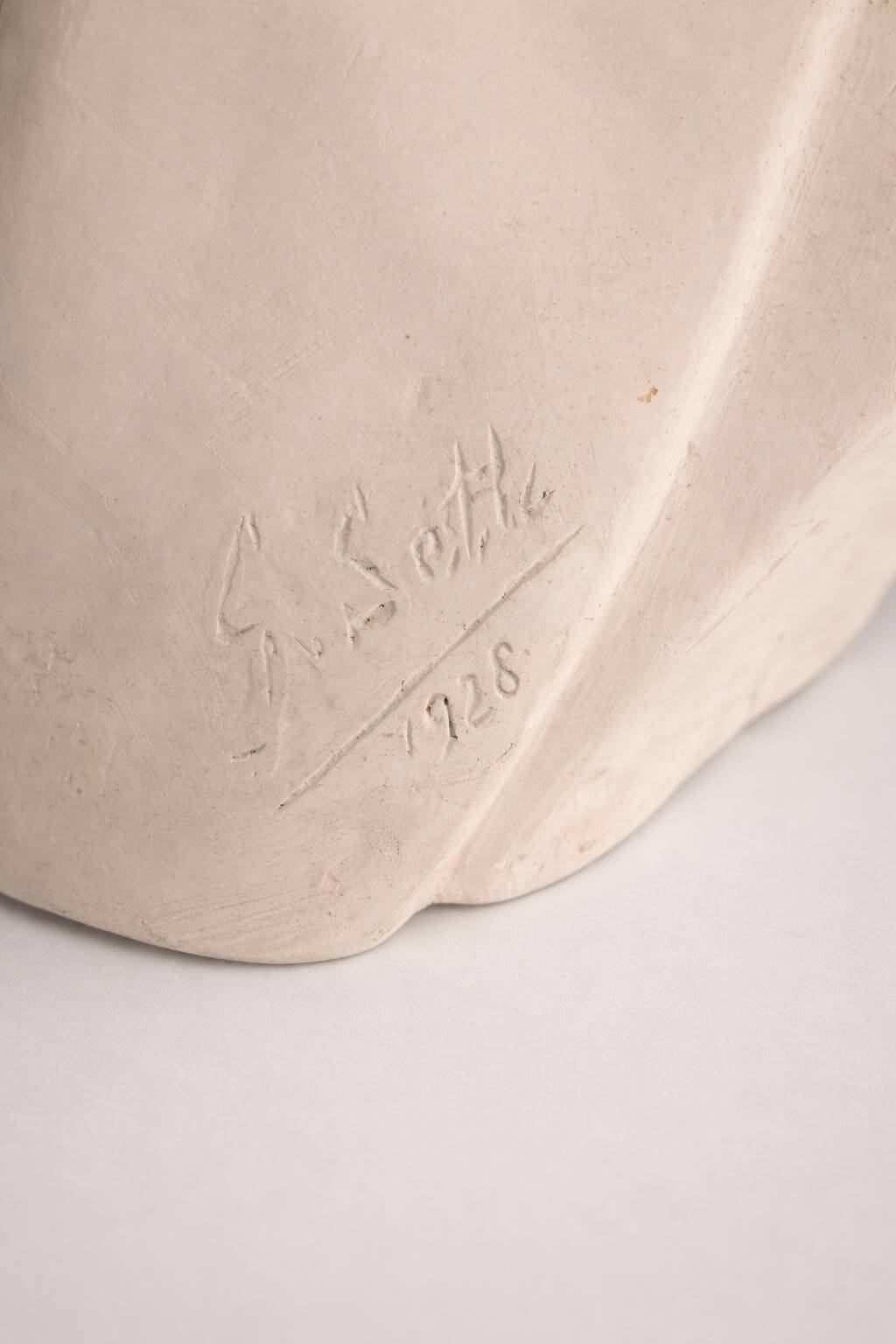 Plaster bust of Beethoven signed A. Santini, 1928