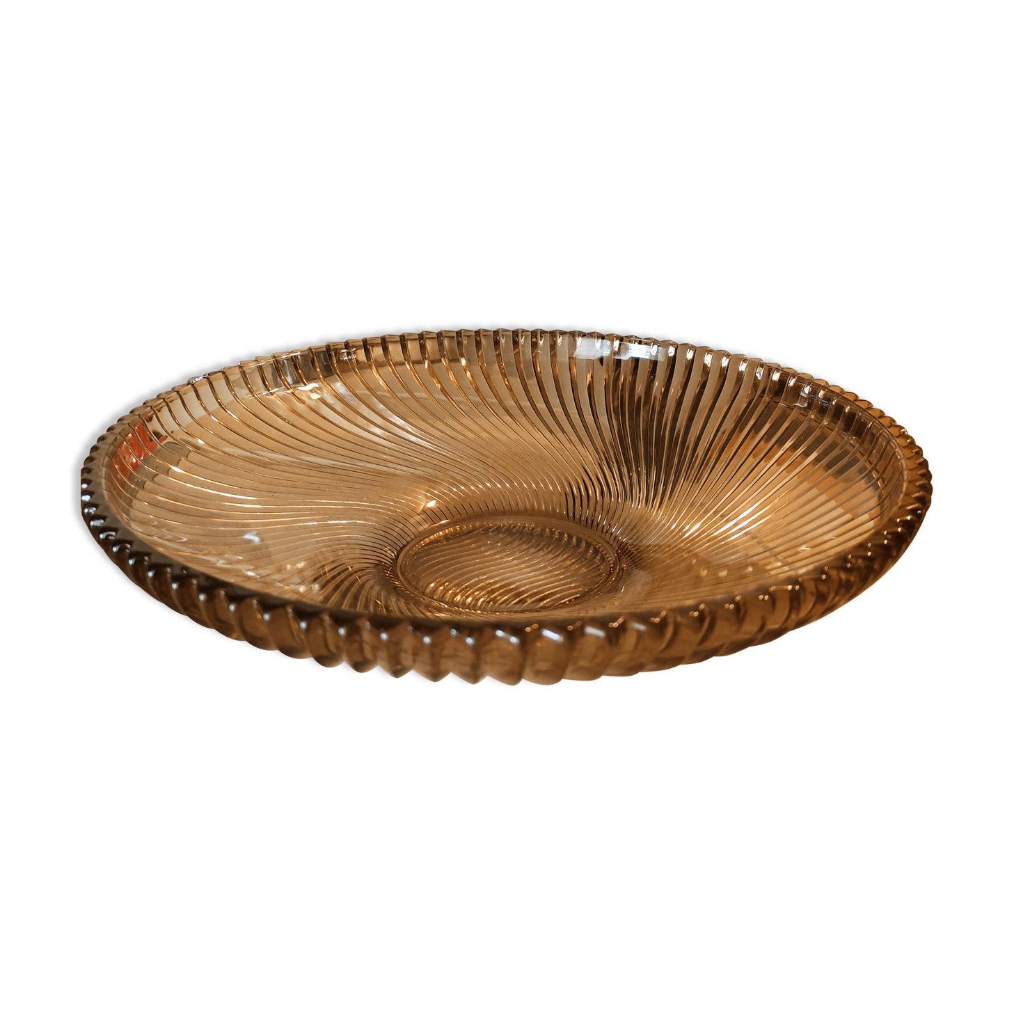 Art Deco cut or dish in smoked glass