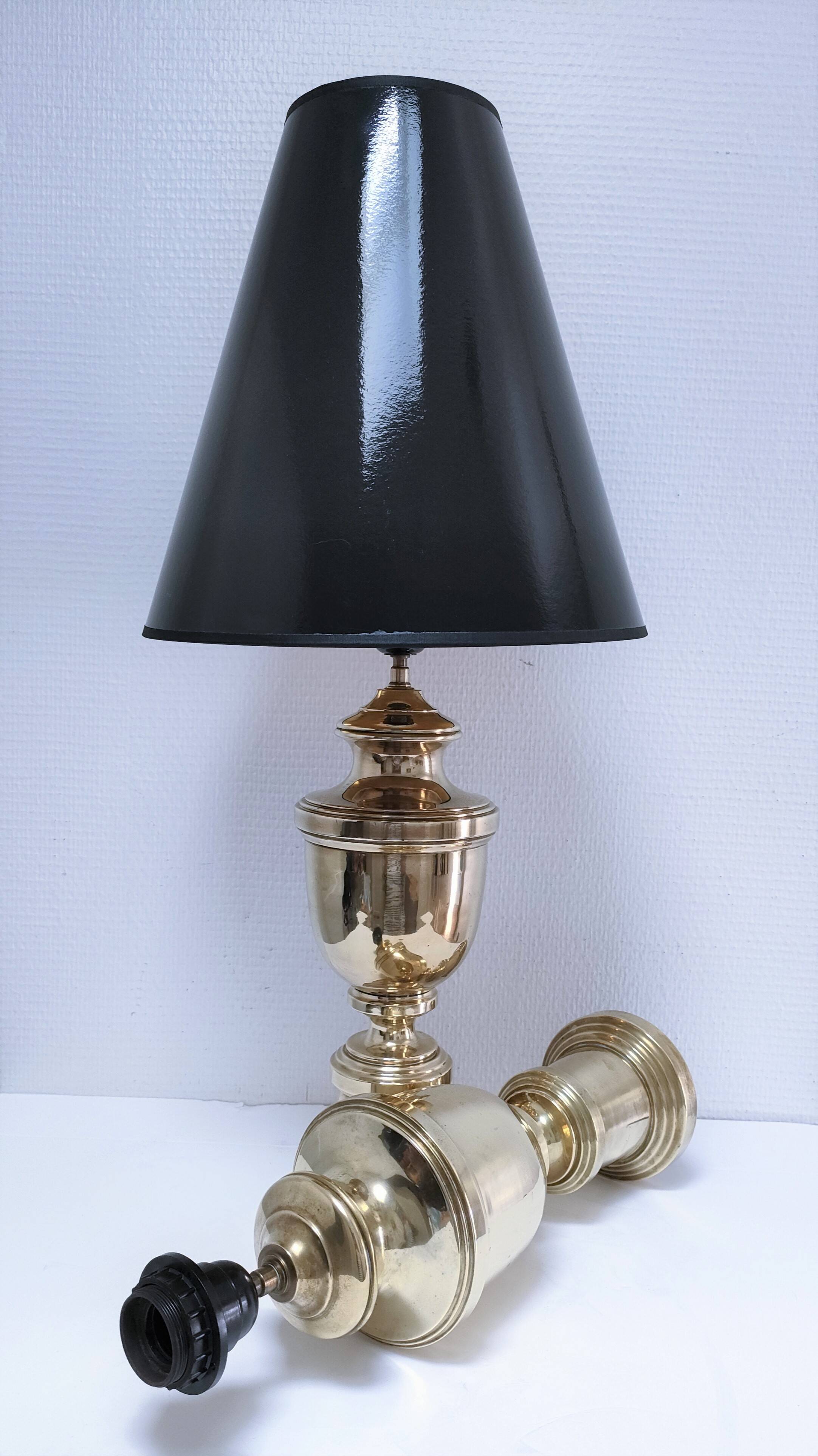 Paire pieds de lampe laiton massif néoclassique H.41 cm