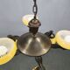 Art Deco Chandelier in Czech Brass with Cream Glass, 1920s