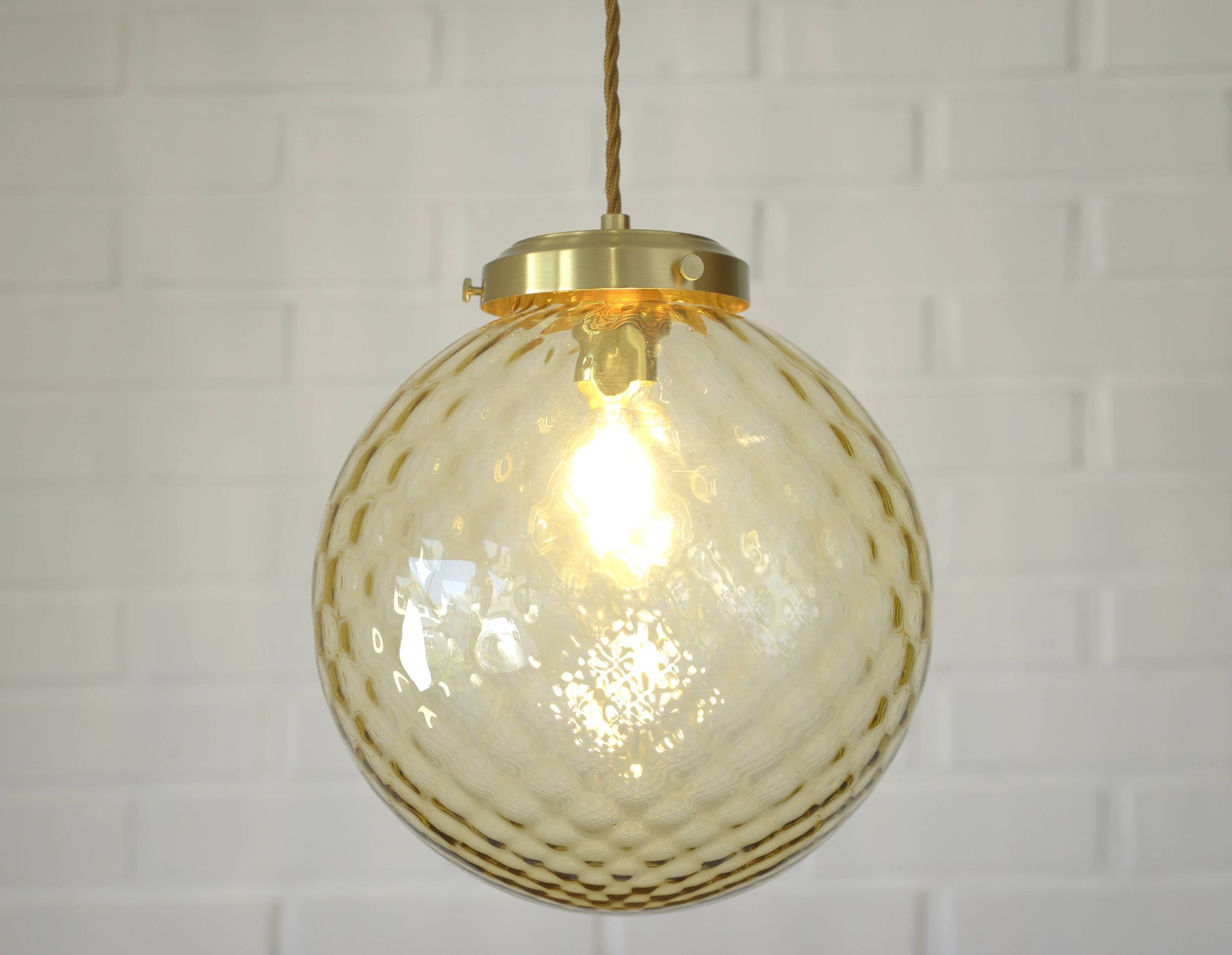 1 of 2 handblown amber glass pendant lamp redesign vintage Italian lighting
