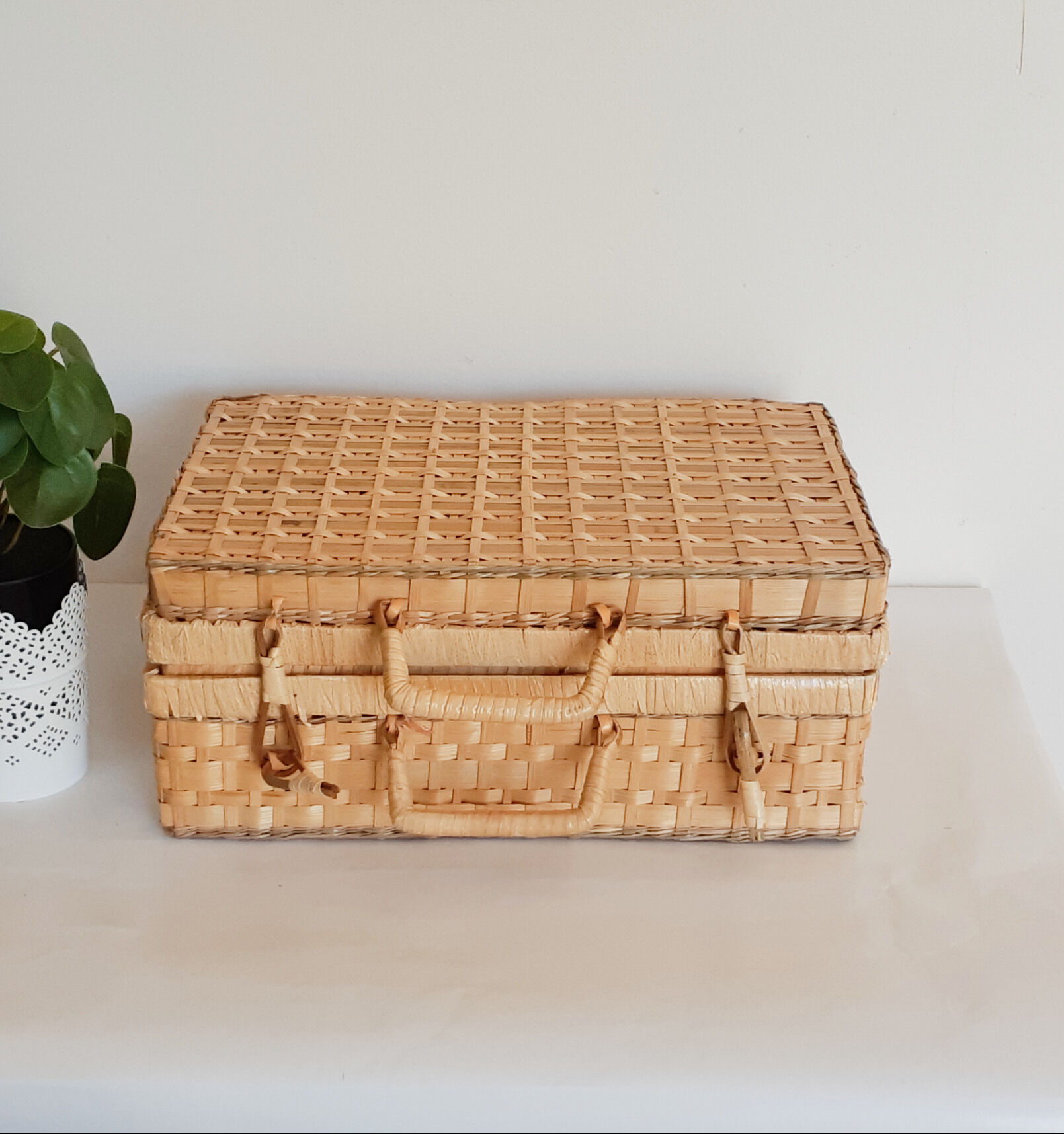 Rattan suitcase, wicker, vanity