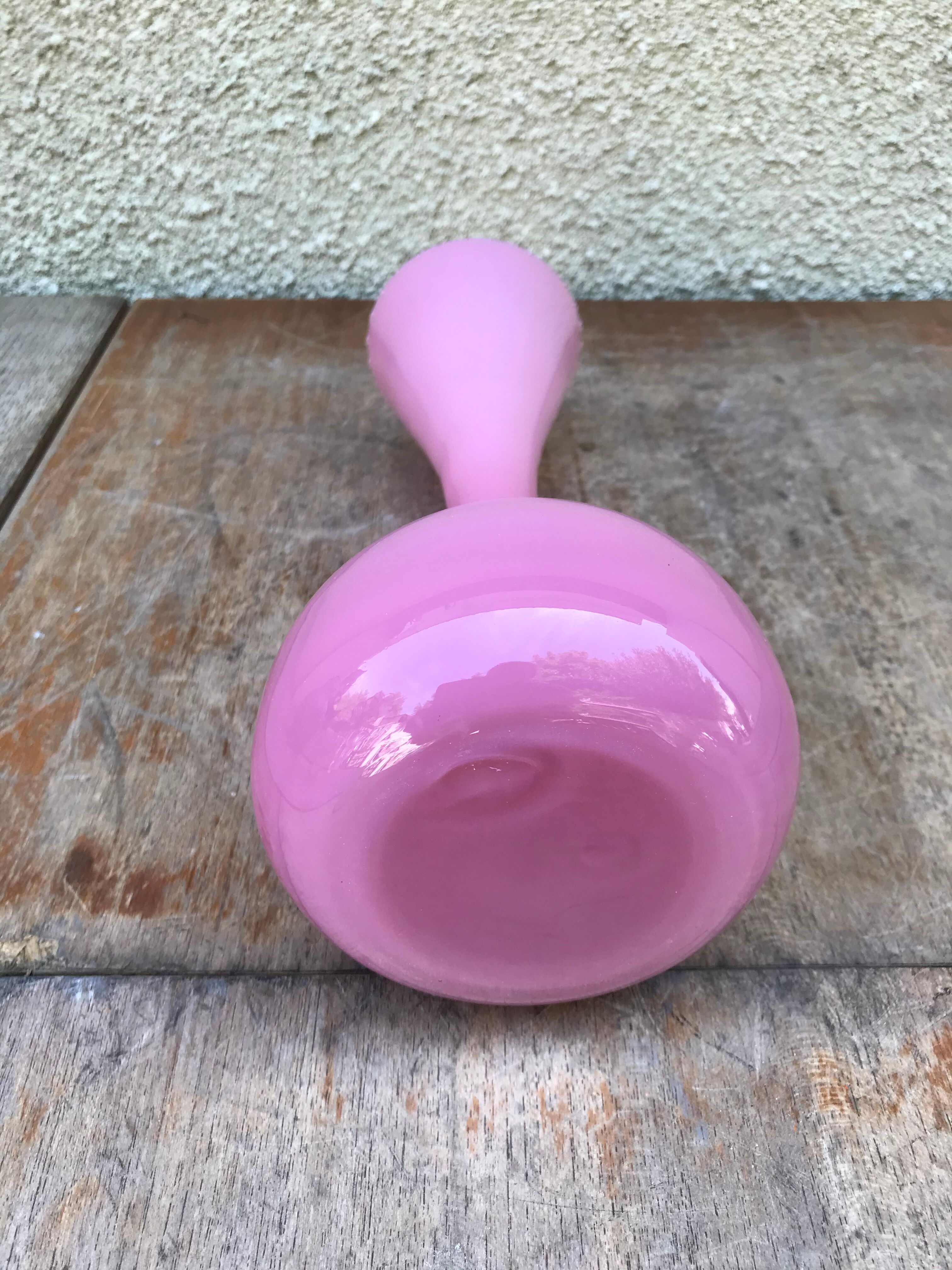 Former opaline rose col corolle vintage 70s vase