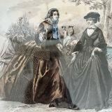 Old engraving titled Fashions of Paris framed