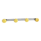 Porte manteau mural 4 patères métal jaune vintage