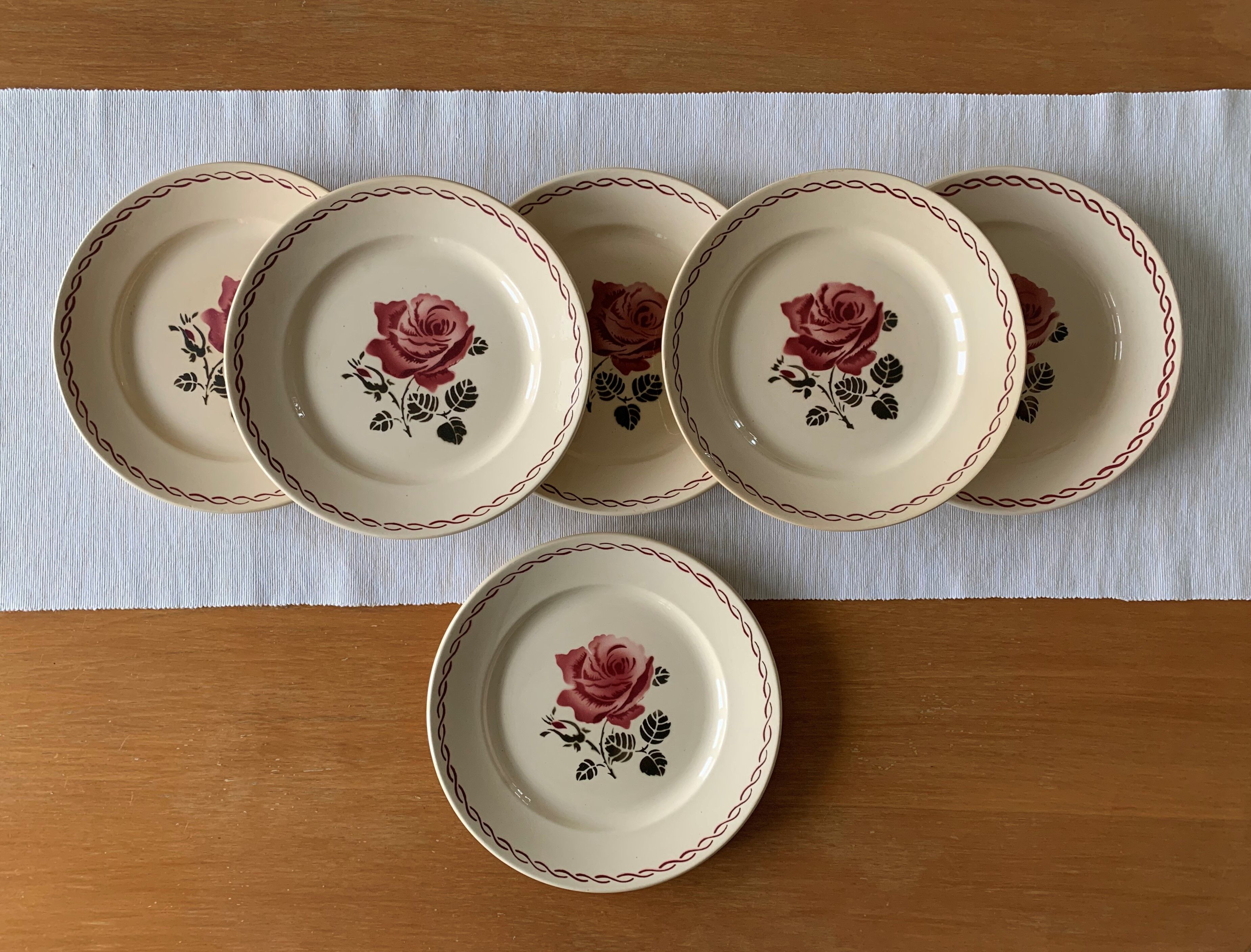 Set of 6 flat earthenware plates from Badonviller