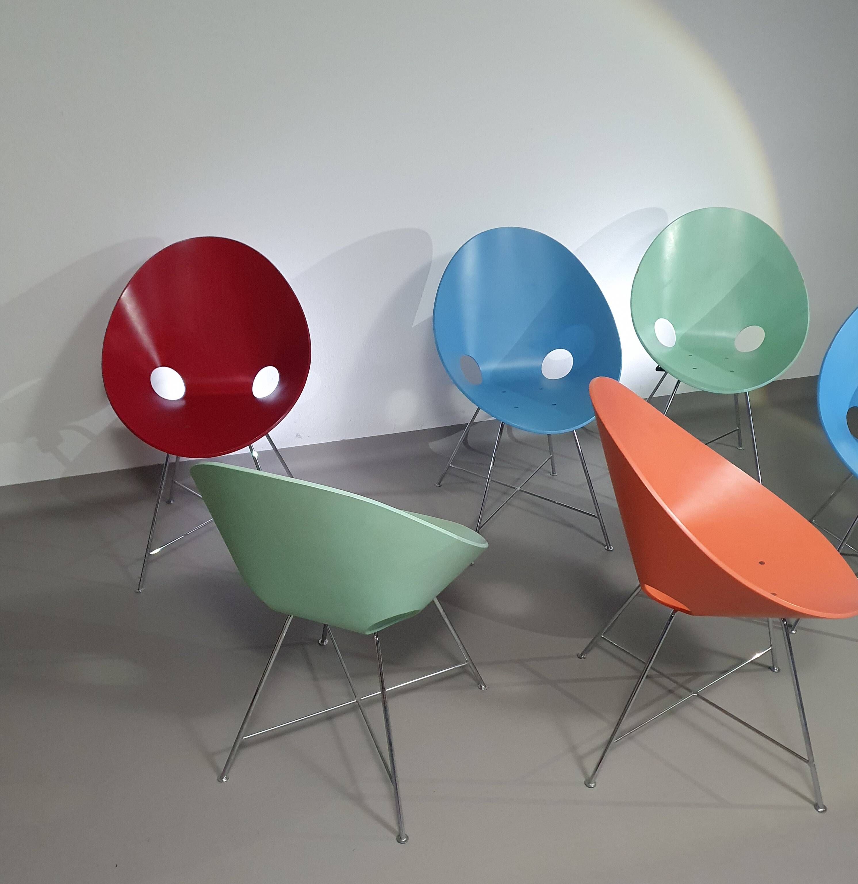 6 ST 664 Shell Chairs, Designed by Eddie Harlis