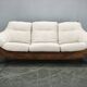 Brutalist Solid Oak and Bouclé Three-Seat Sofa, Czechoslovakia 1970s
