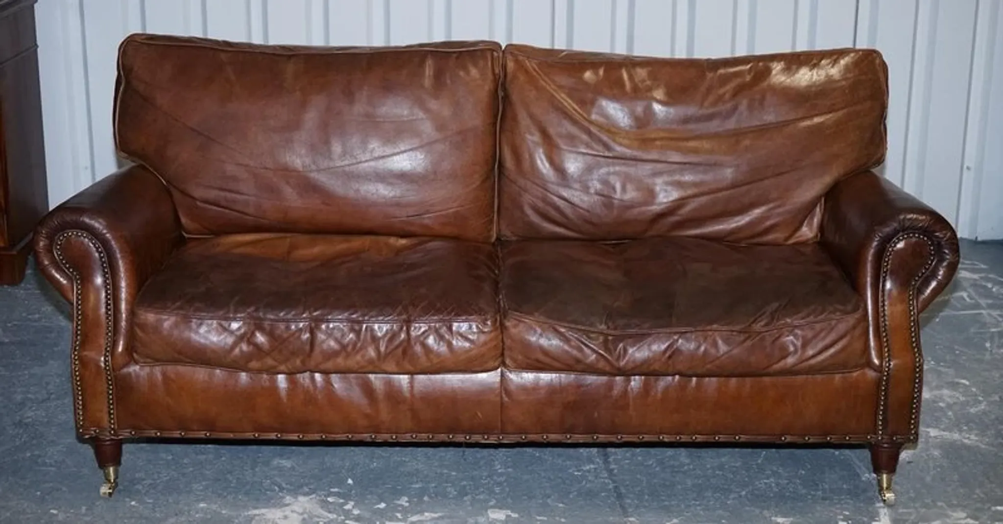 Balmoral 3-Seater Leather Sofa in Heritage Brown by Halo