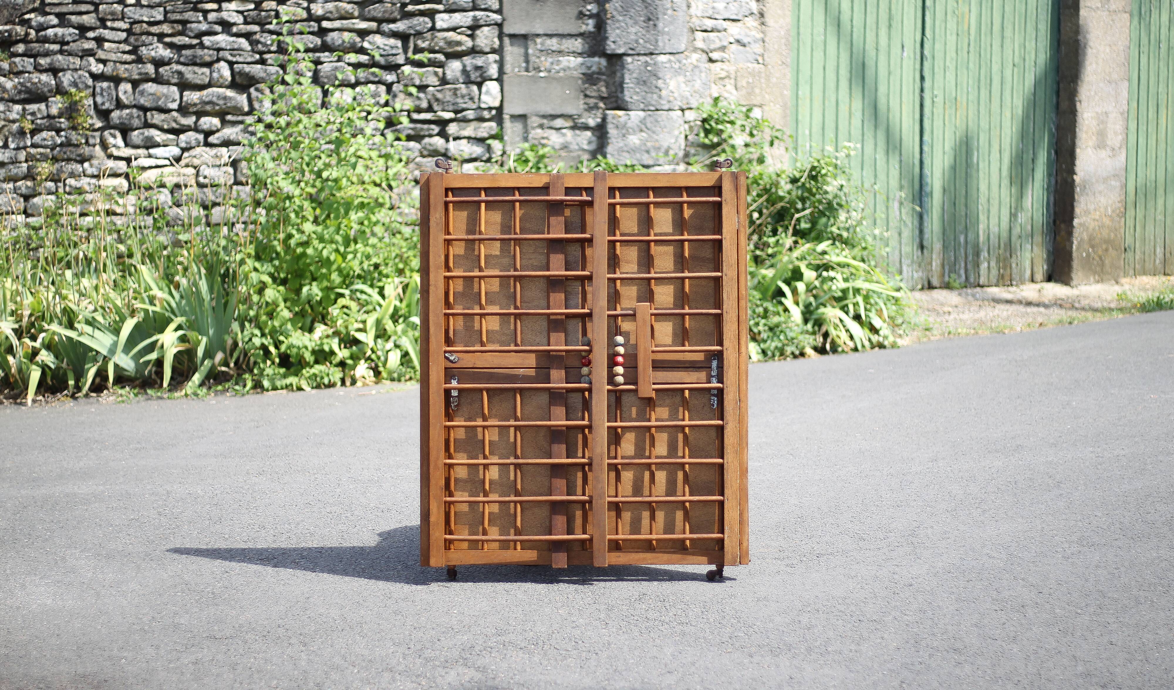 Folding wooden baby park on wheels, vintage park