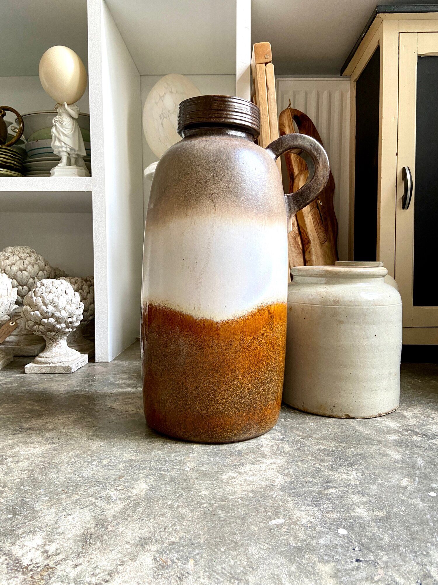 W. Germany vase in brown and beige glazed ceramic