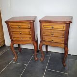 Paire de tables de chevet style Louis XV en merisier