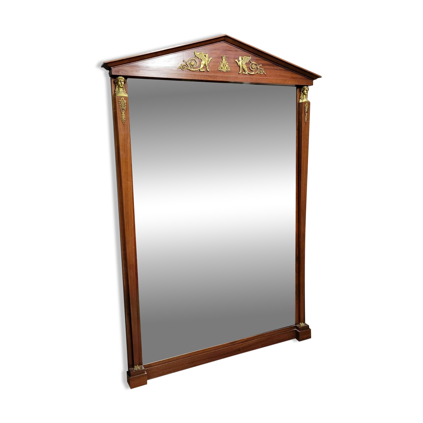 Large Empire mirror, return from Egypt, in mahogany, circa 1880 / h186cm