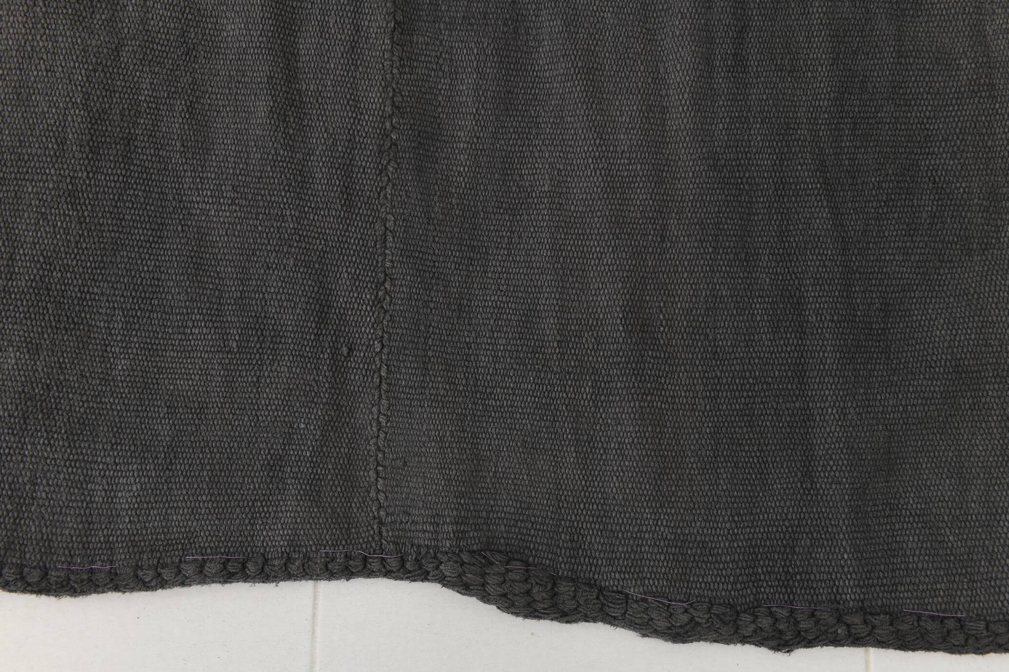 Anthracite Grey Large Area Soft Kilim Rug For Bedroom, 147x205 Cm