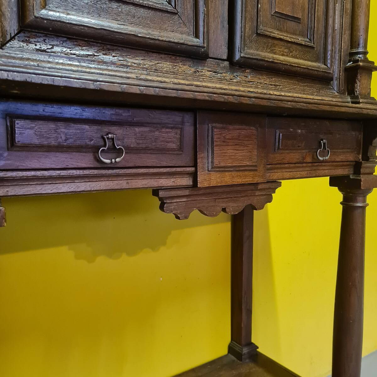 Antique French Oak Table Cabinet, Partly 18th Century