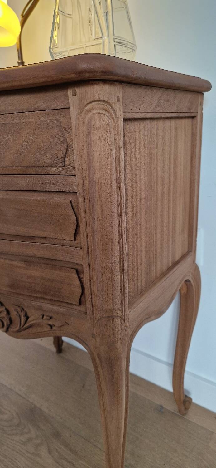 Louis XV style wooden bedside chest of drawers