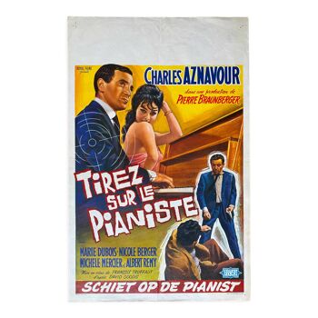 Original cinema poster "Tirez sur le pianiste" François Truffaut, Charles Aznavour 1960