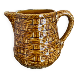 Digoin Sarreguemines wicker effect pitcher