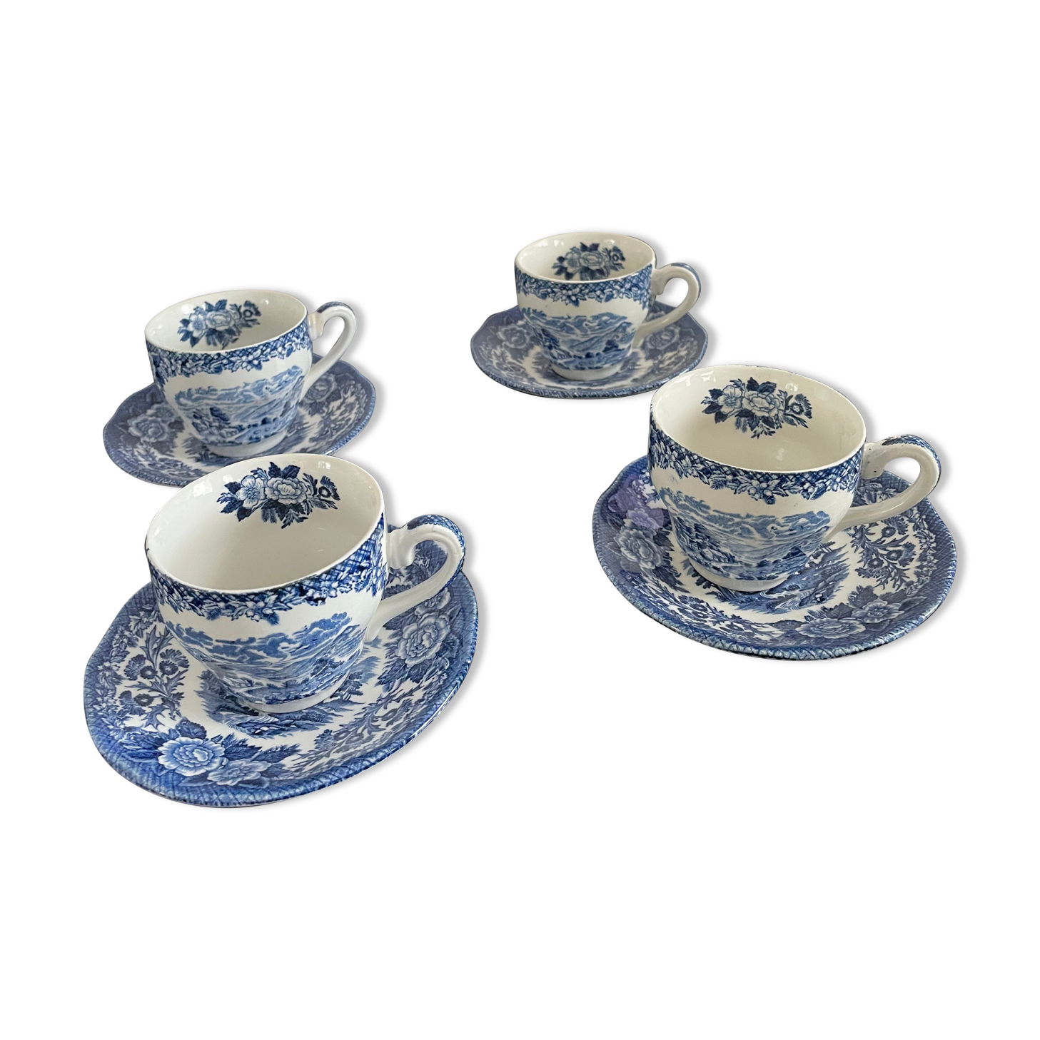 4 cups and under cups in English porcelain