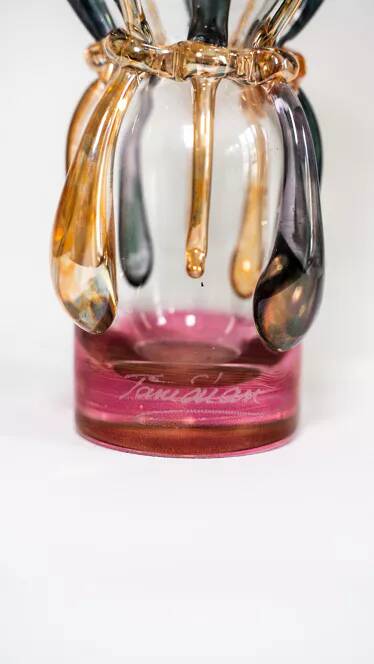 Ion Tamaian mouth-blown glass vase