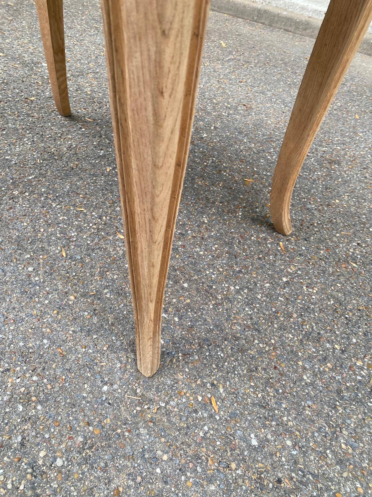 Small dining table, extendable Louis XV kitchen table, stripped oak.