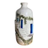 Handcrafted ceramic vase village scene Crete 70s