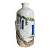 Handcrafted ceramic vase village scene Crete 70s