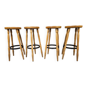 Set of 4 vintage bistrot stools 1960
