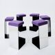 Set de 6 tabourets de bar fer forgé acier poli laine bouclé 1970
