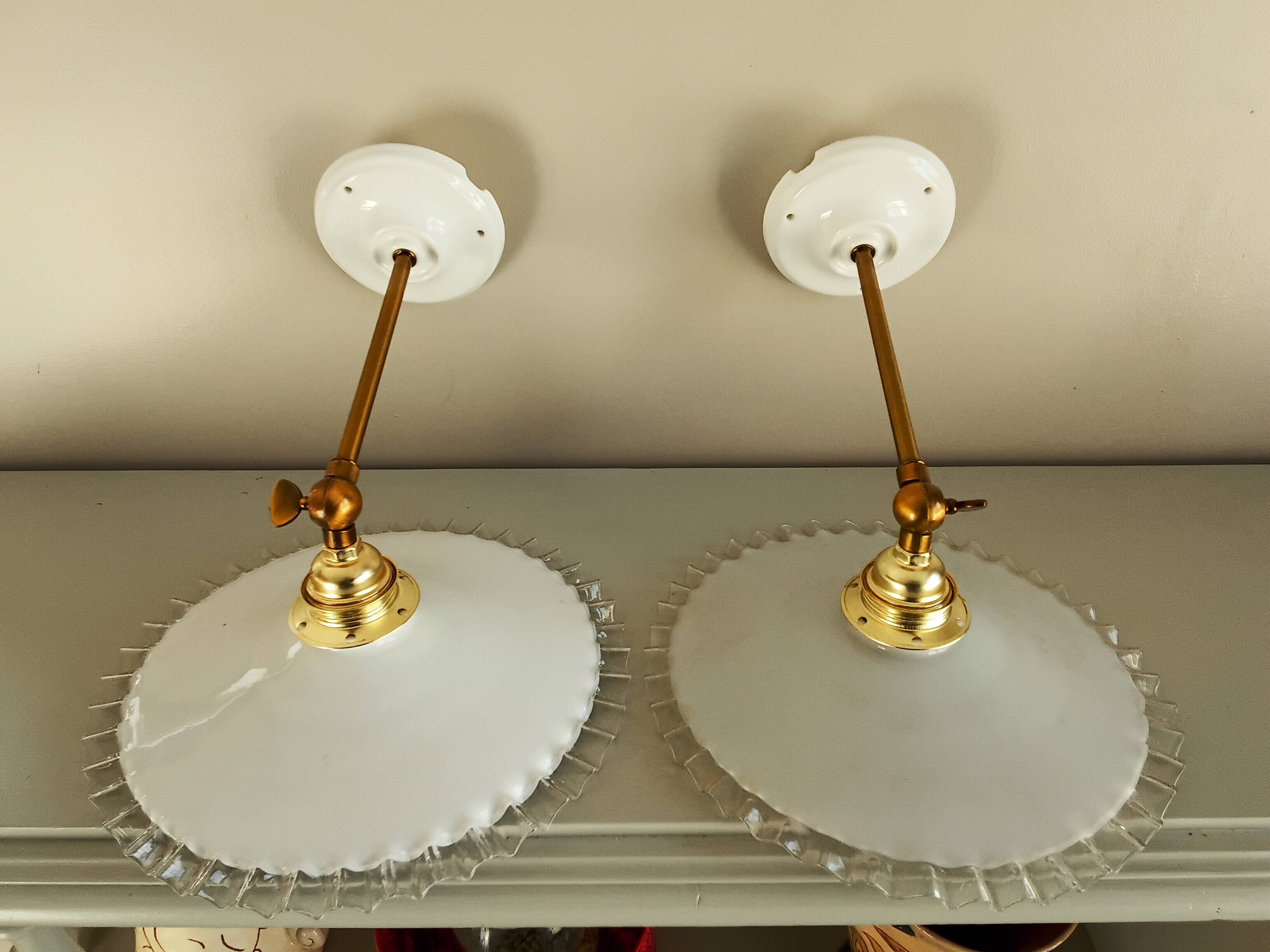 Pair of vintage opaline wall sconces