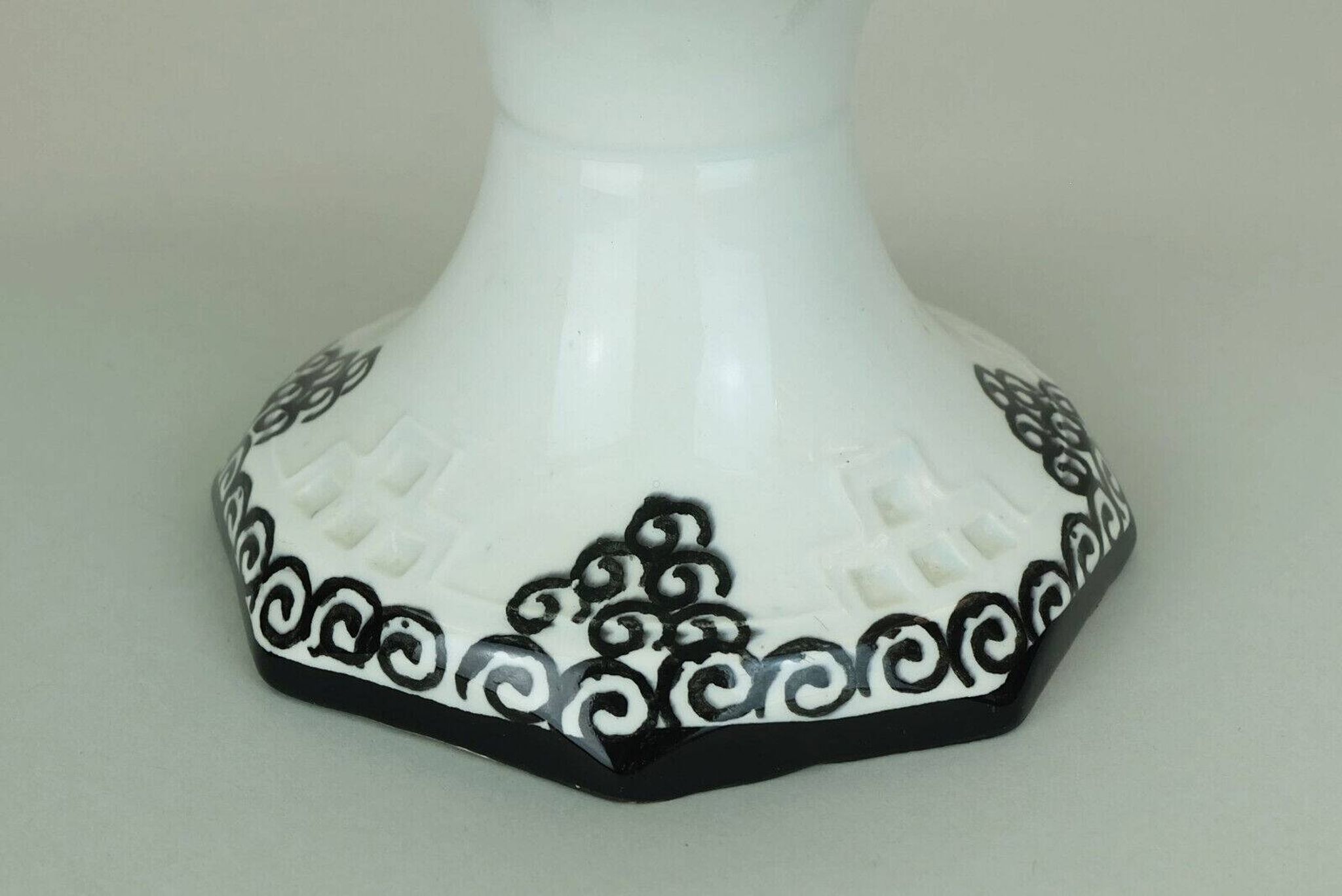 octagonal art deco BOWL footed bowl schramberg majolika 1920s hand-painted decor