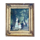 Oil on canvas The walk by Ludwig KNAUS (1829-1910)