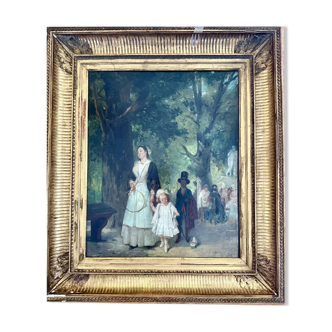 Huile sur toile La promenade de Ludwig KNAUS (1829-1910)