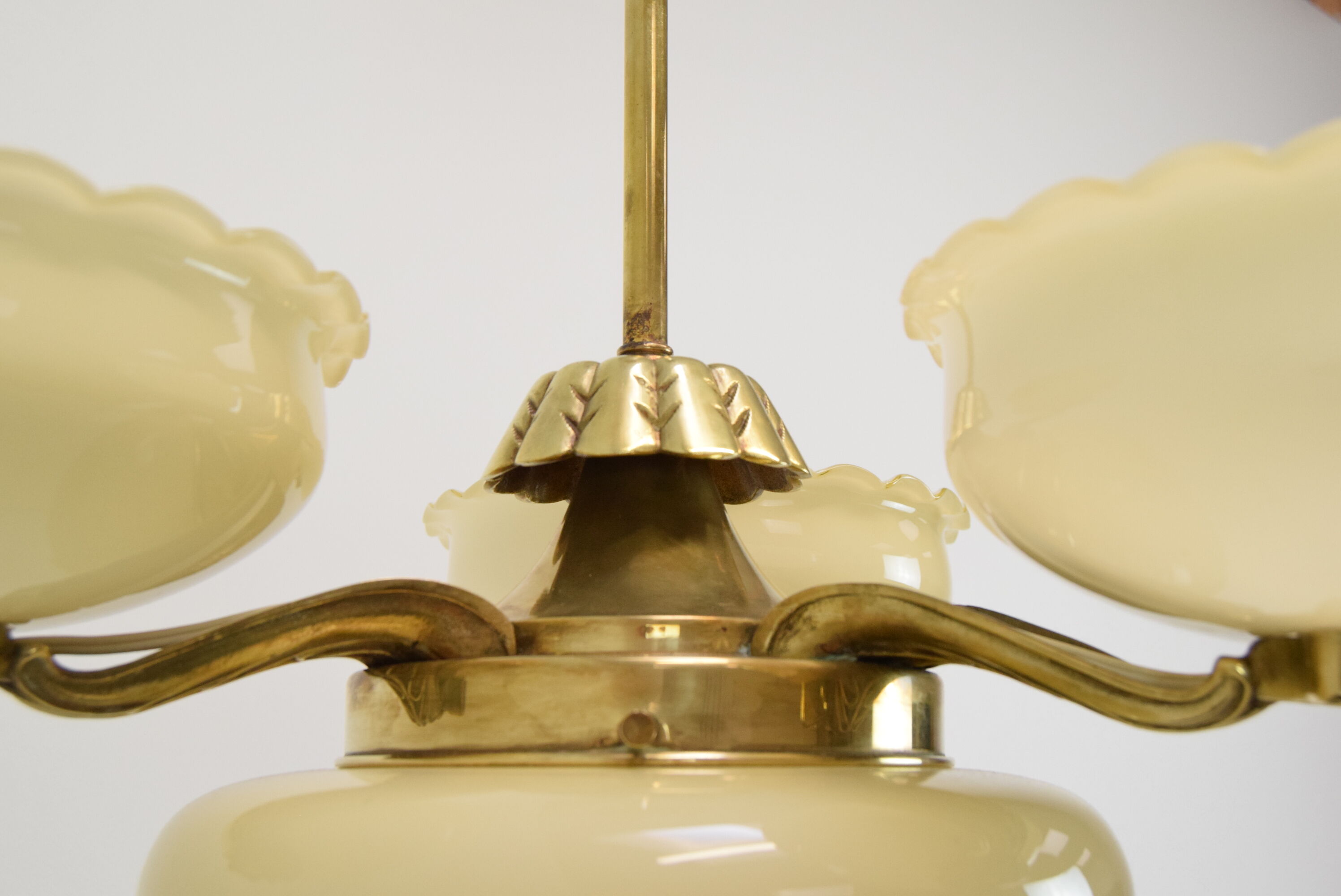 Art deco rare Brass Chandelier,1930's.