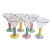Set de 6 verres à cocktail 1980' sur pied bicolore