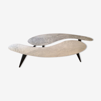 Pair of coffee tables in marble of Carrara