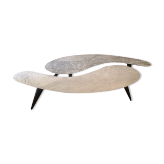 Pair of coffee tables in marble of Carrara