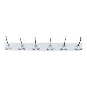 Vintage wall coat rack in white Formica - 6 hooks