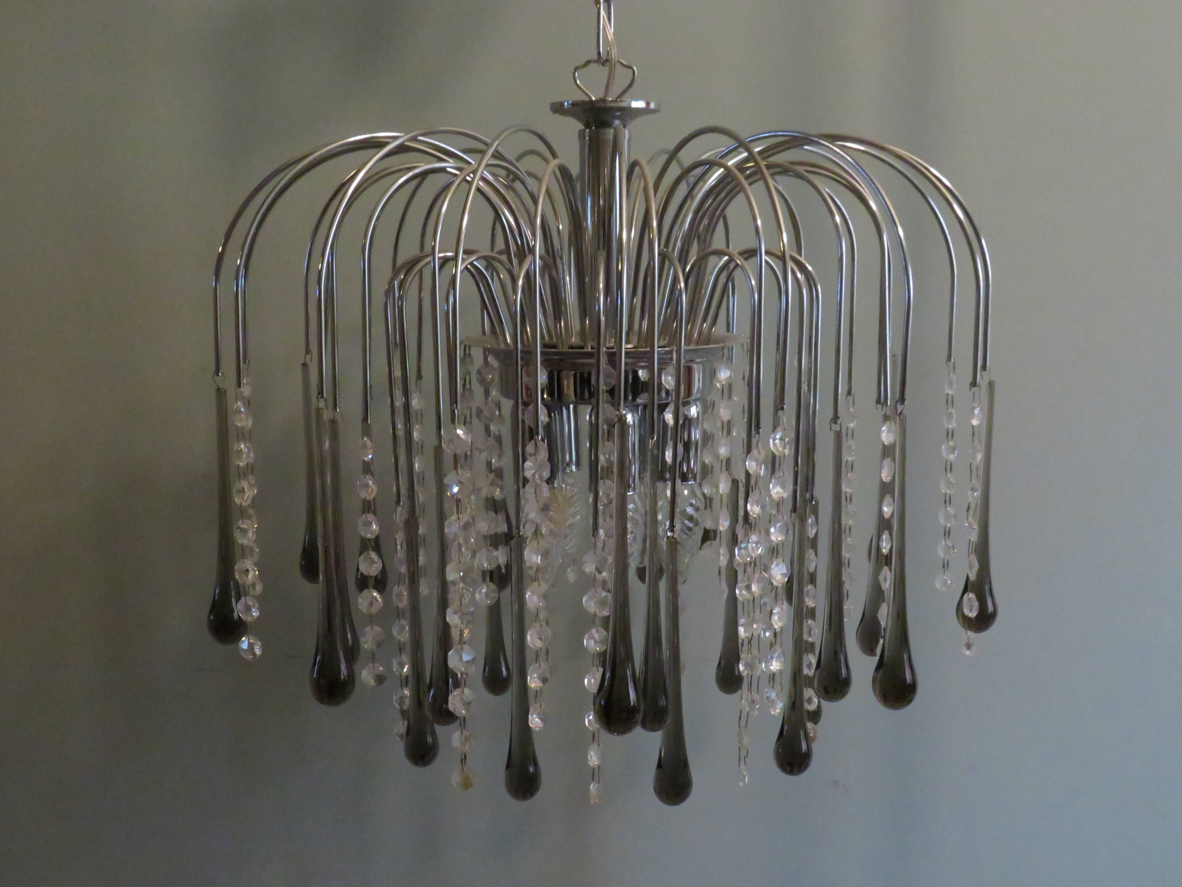 Italian Murano glass waterfall chandelier 1960
