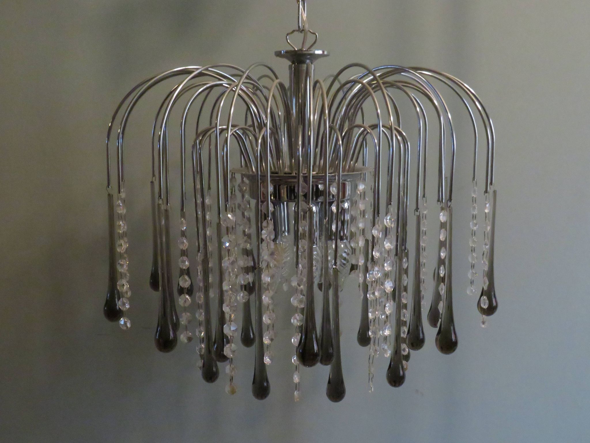 Lustre cascade en verre de Murano italien 1960