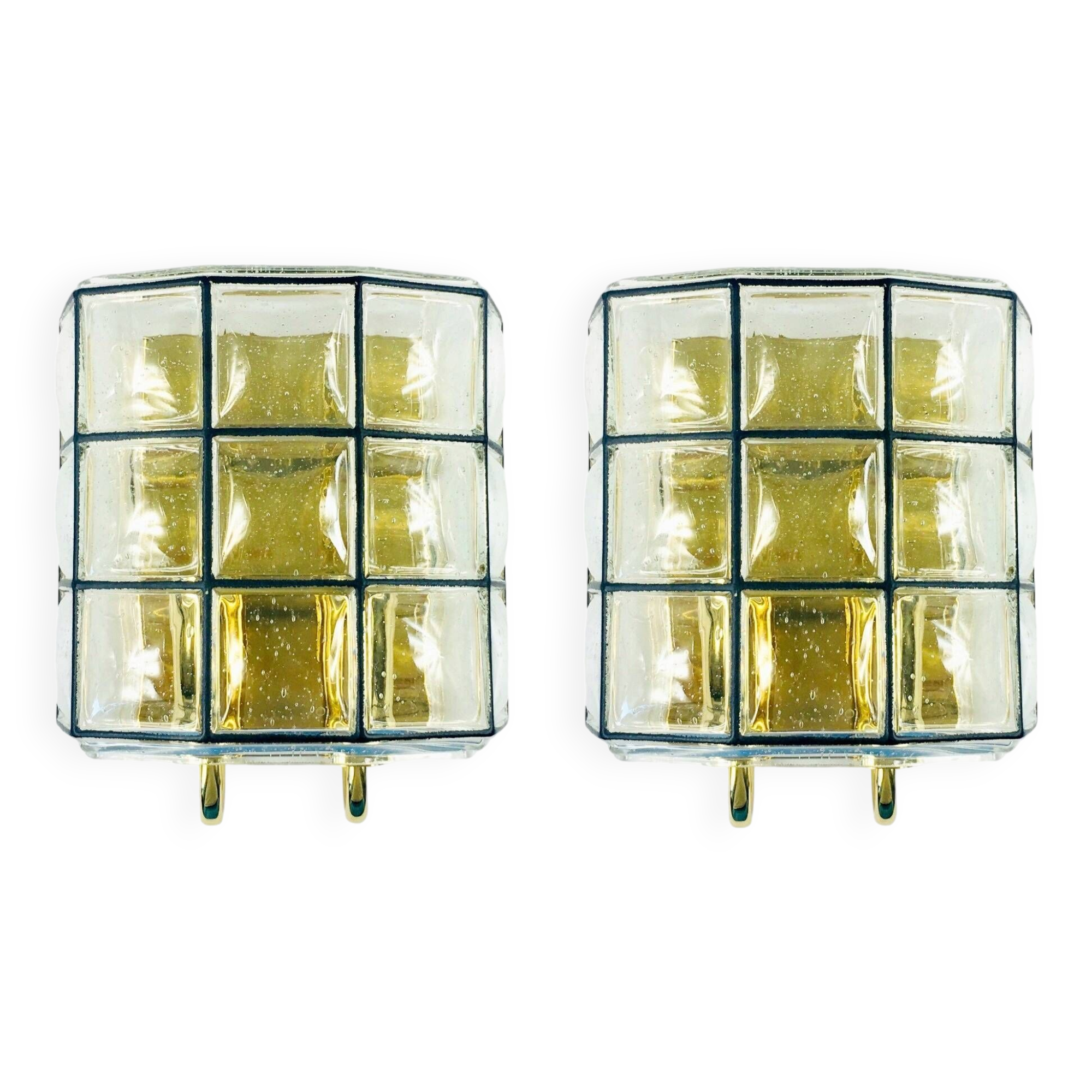 Pair of Mid-Century Glass Wall Lights/Sconces from Limburg, Germany, 1960s
