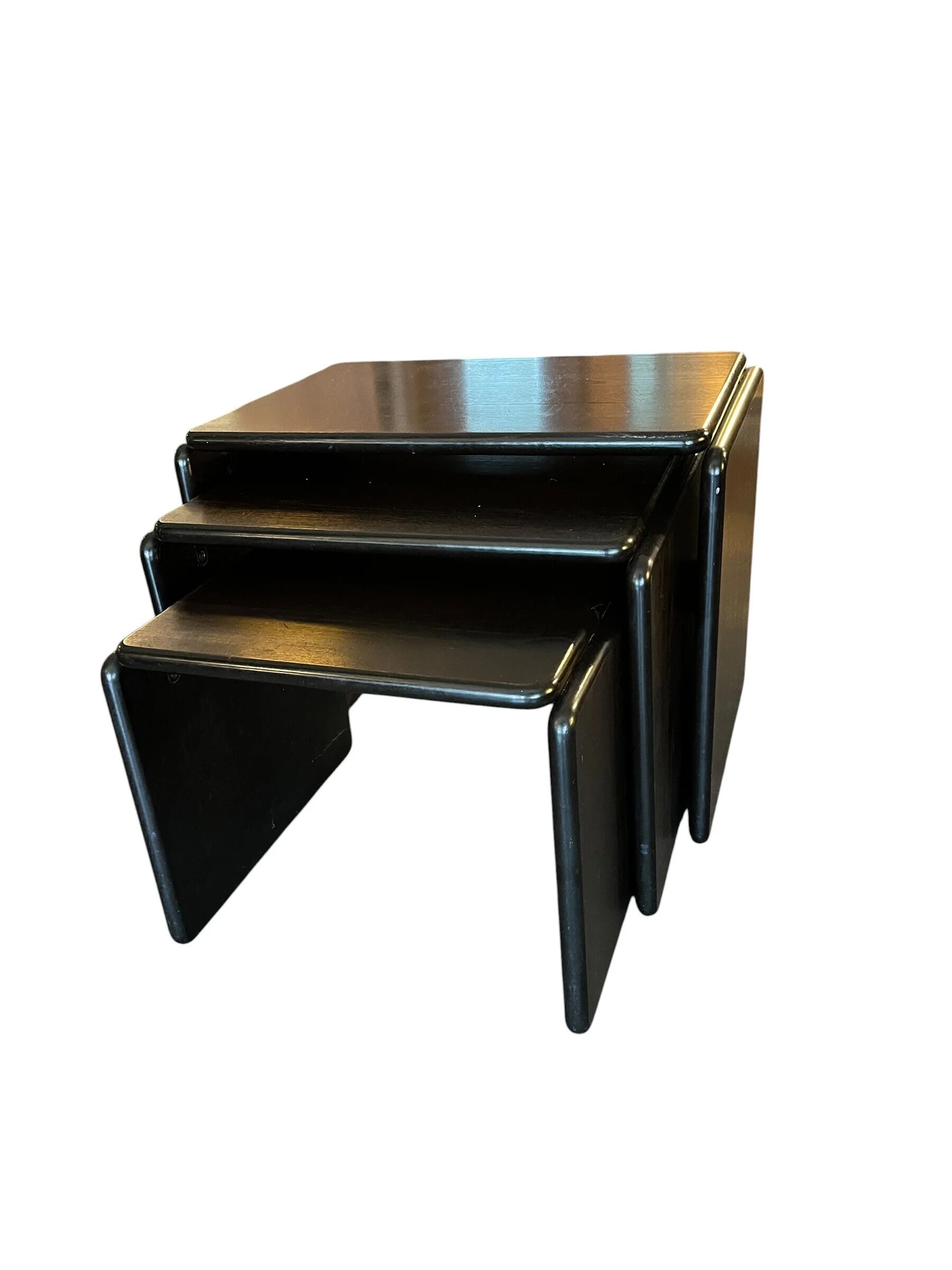 Set of 3 ebonized Italian nesting tables