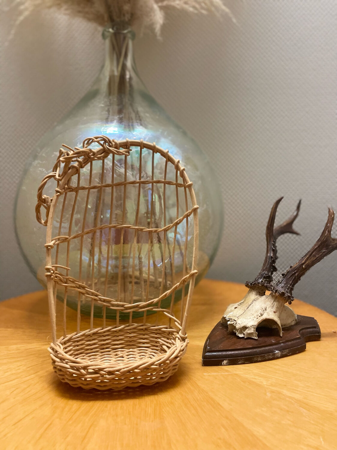 Vintage rattan birdcage